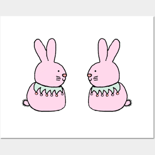 Pink Bunny Rabbit Duo Posters and Art